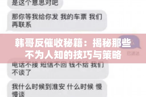 韩哥反催收秘籍：揭秘那些不为人知的技巧与策略